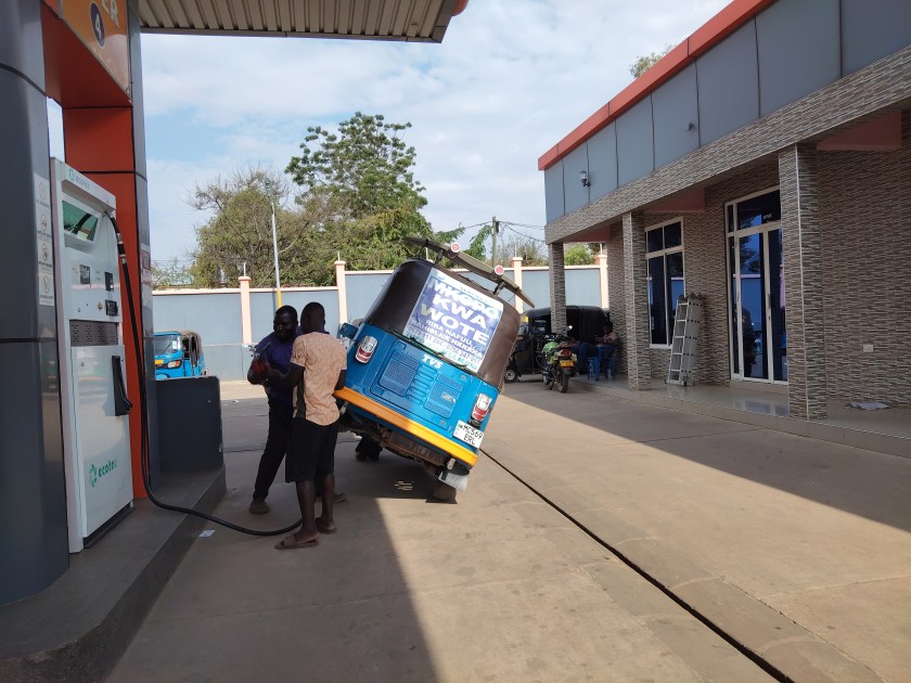 Trike being fuelled up